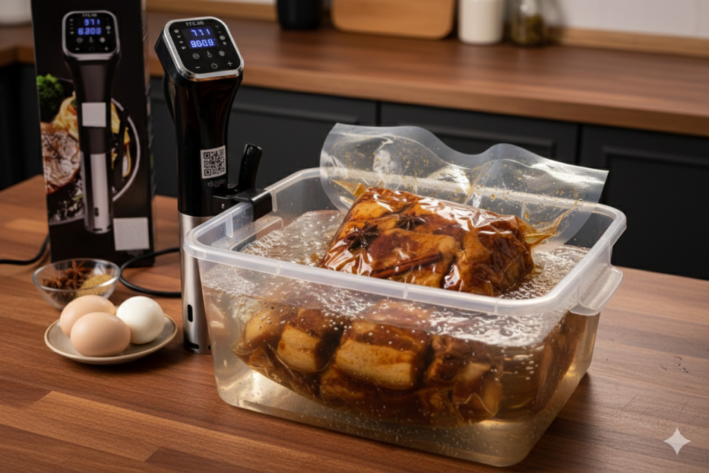 sous vide nấu bằng nhiệt thấp trong thời gian dài